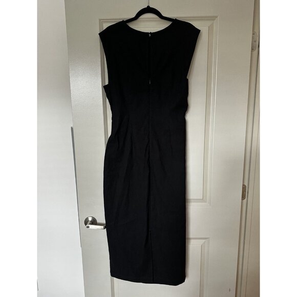 Anthropologie NWT Maeve Cap-Sleeve Slim Midi Dress in Black Size Large - Picture 3 of 6
